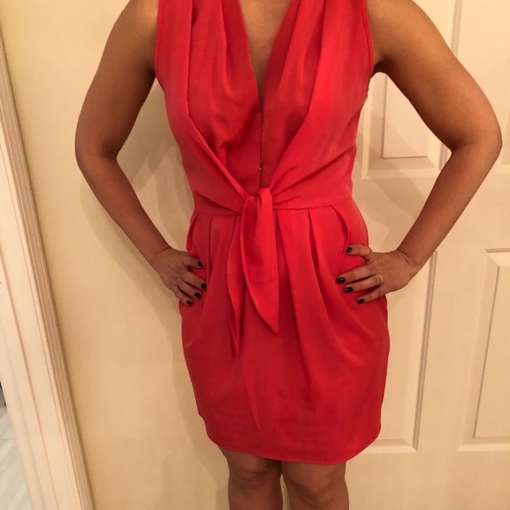 Forever 21 Twist Tie Front Orange Dress Size Small